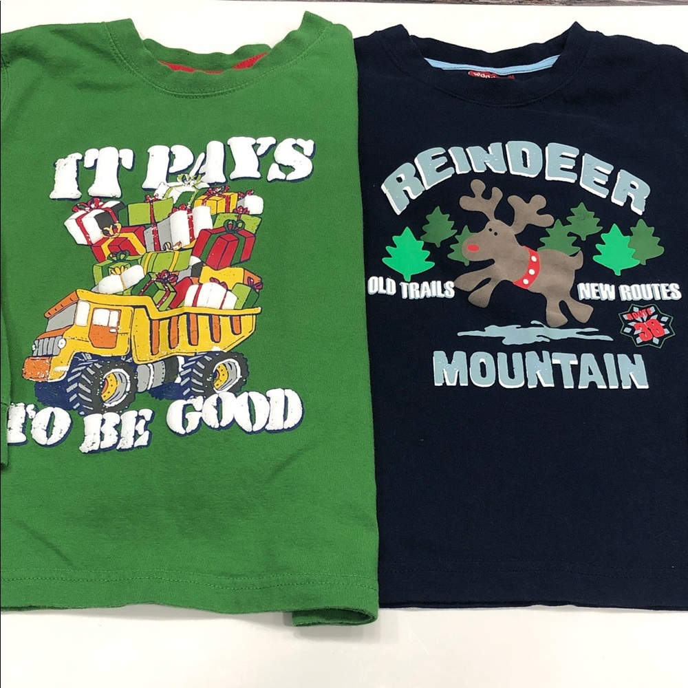Bundle of 2 Boys’ Long Sleeve Festive Graphic Shirts – Size 5 – 100% Cotton
